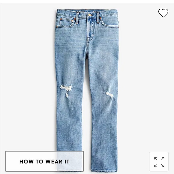 J. CREW 9'' demi-boot crop jean in Rocky Shore wash Denim Jeans 25 NEW - Picture 1 of 13